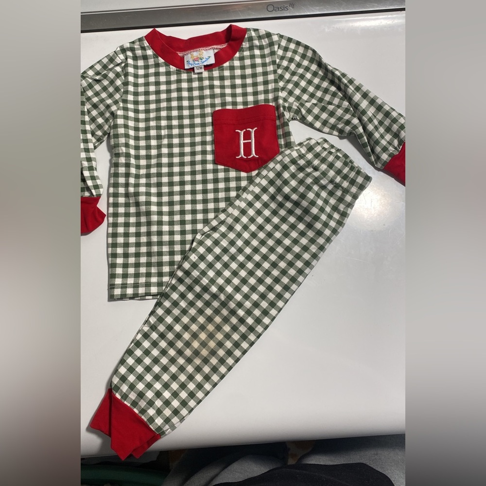 Baby boys busy bee smocked Christmas pjs